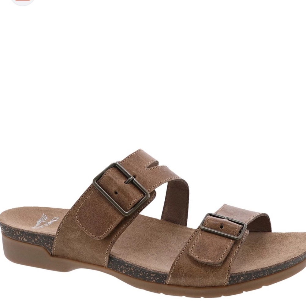 Dansko Brown Leather Adjustable Buckle Slide Sandals Women's Size 41 11-11.5